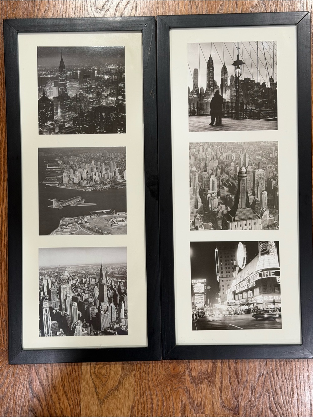Vintage Black and White New York City Framed Triptych Wall Art